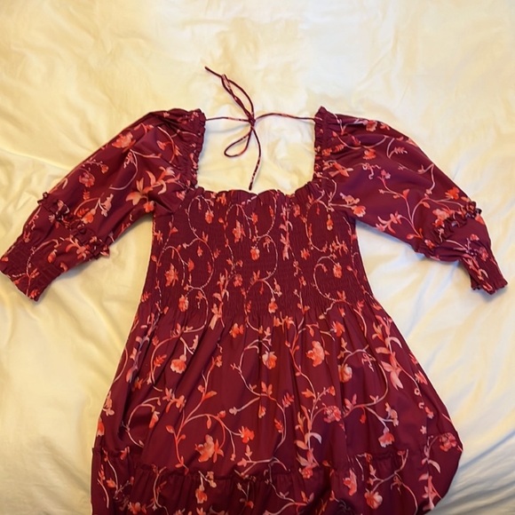 Hill House Nesli Nap Dress in Burgundy Botanical - Picture 9 of 10